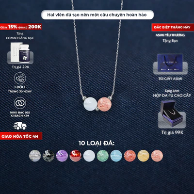 Dây chuyền bạc Ý Đôi Đá Năng Lượng Duo Gems Soul DC75