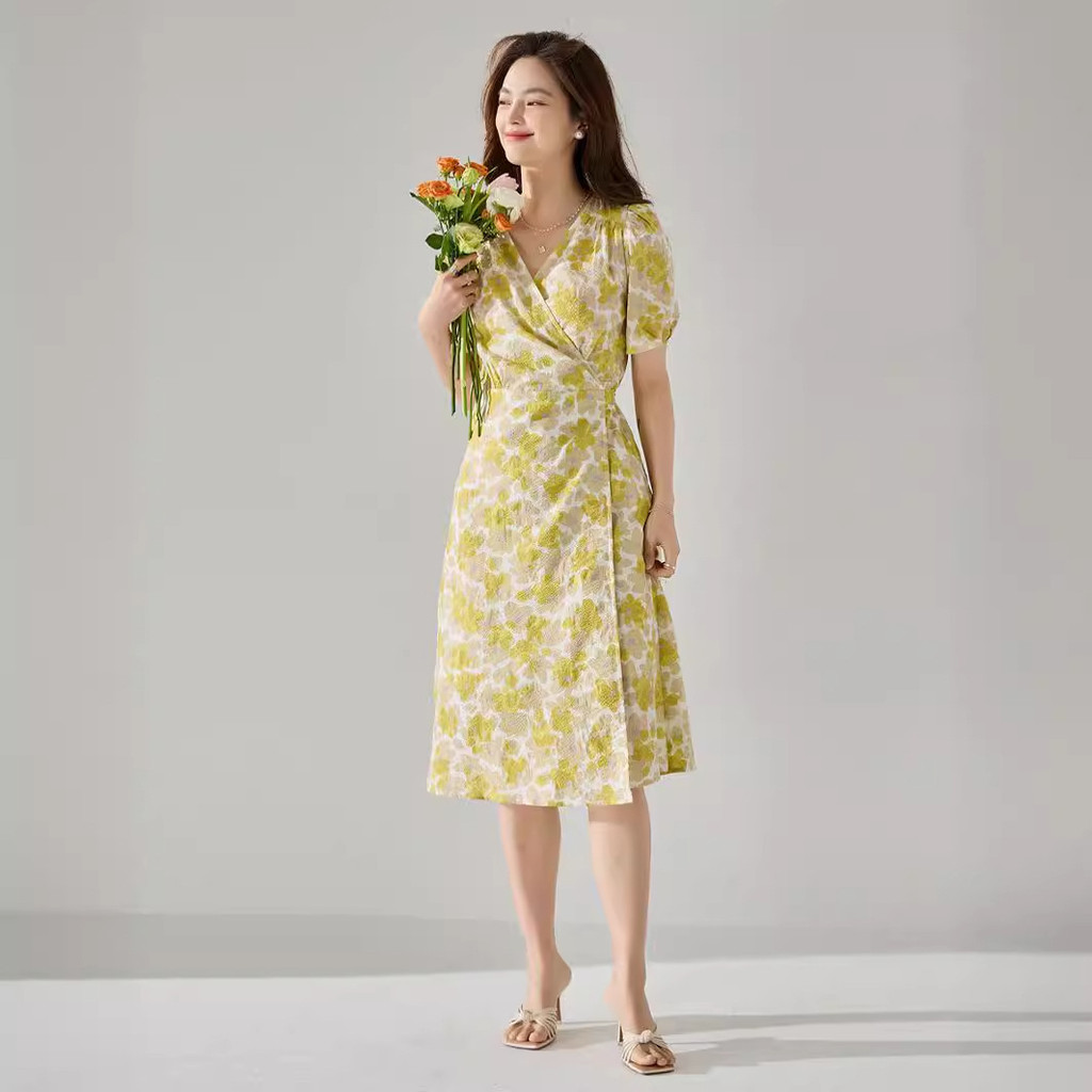 Romantic and fresh bubble texture salt-shrunk skin-friendly cotton everyday commuting puff sleeve wr