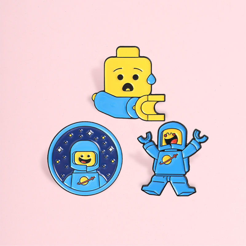 Spaceman Thổ Cẩm Chân Dễ Thương Xanh Phi Hành Gia Thổ Cẩm Huy Hiệu Kim Loại Ngộ nghĩnh Spaceman Huy 