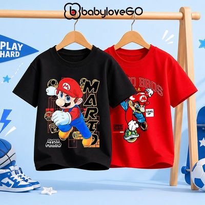 Áo thun bé trai BabyloveGO, áo phông cộc tay 100% cotton khô thấm hút mồ hôi cho bé 1-10 tuổi