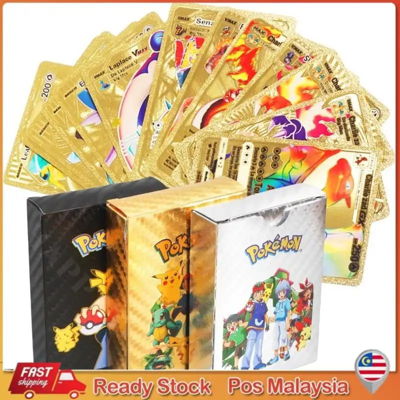 [24h] 55 / 110 Chiếc Thẻ Pokemon Bạc Kim Loại Phiên Bản Tiếng Anh Pikachu Charizard Trainer Card Gam