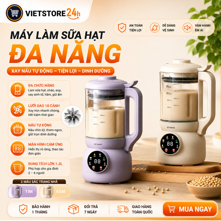 MÁY XAY SỮA HẠT OSTMARS CÔNG SUẤT 600W XAY CỰC NHUYỄN CÁC LOẠI ĐẬU HẠT - MÁY LÀM SỮA HẠT CỐI THUỶ TI