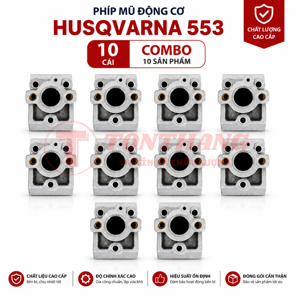 Combo 10 phíp mũ chế hoà khí máy HUSQVARNA 553 bình xăng con máy cắt cỏ thương hiệu Motokawa