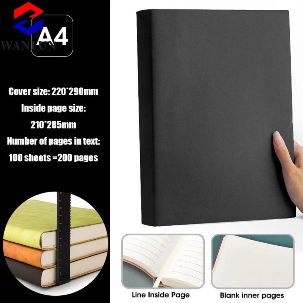 Sổ tay dày RADIANTEDGE A4, 200 trang PU Cover Sổ tay lớn, Dòng Notepad họp A4 / Dòng ngang lớn trống