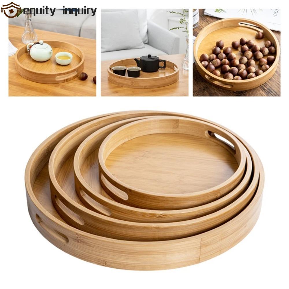 YÊU THÍCH Khay tròn bằng gỗ, Đĩa đựng thức ăn trà đơn giản nhẹ, Khay đựng thức ăn đa năng thực tế