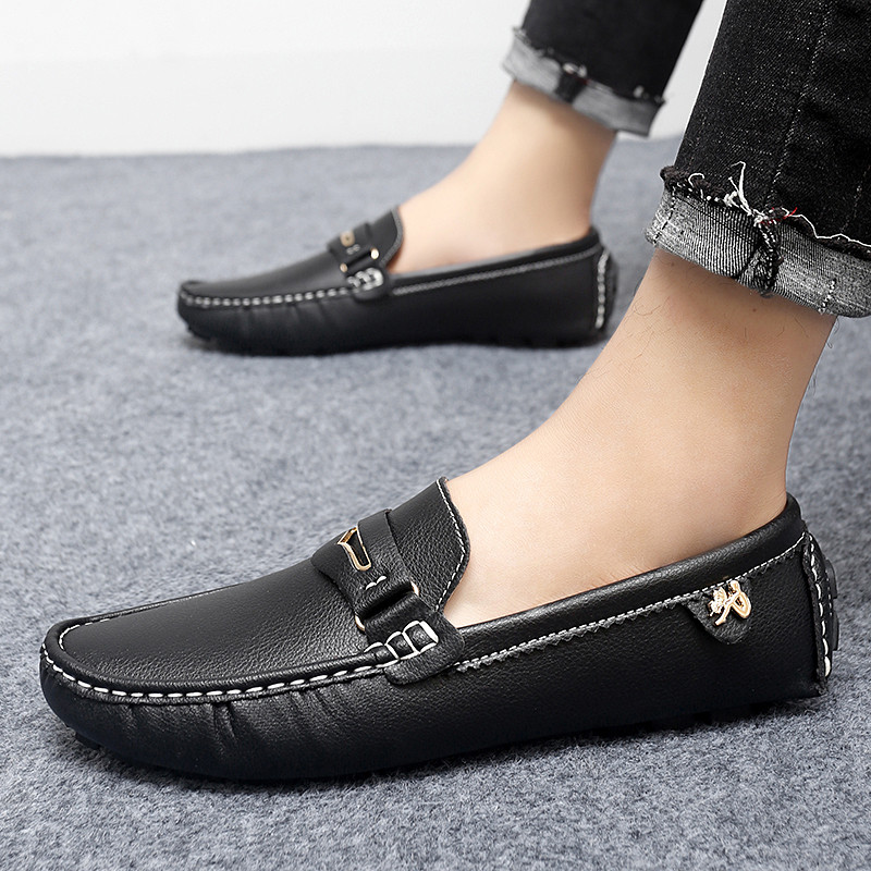 Thời Trang Loafer Nam Loafer Cao Su Đáy Nam Lái Xe Giày Da Nhẹ Giày Cho Nam Size Lớn