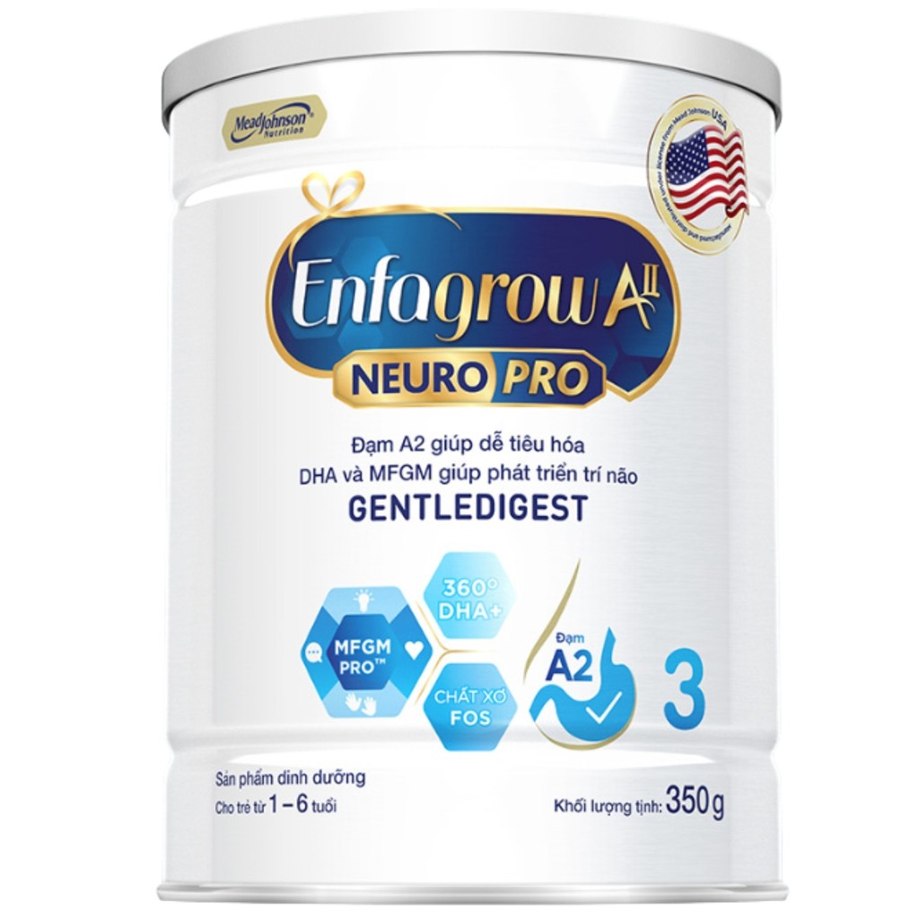 [MALL] Enfagrow A2 NeuroPro số 3 350g (1-6 tuổi) - Hỗ trợ tiêu hóa, tăng cường lợi khuẩn