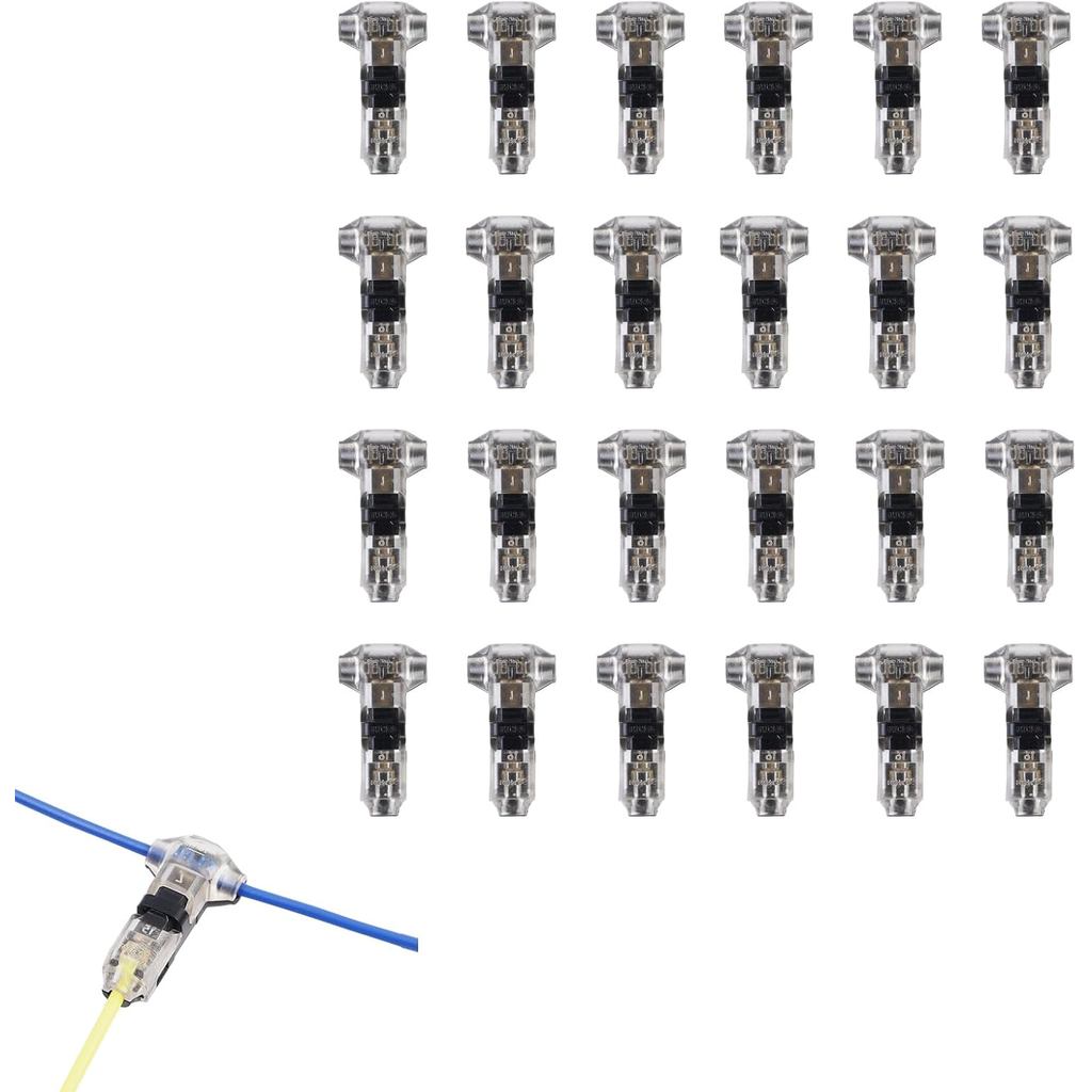 Đầu nối dây T Tap điện áp thấp Brightfour - Không tước dây, không hàn 3 chiều 1 chân, 16-20 AWG, 24 