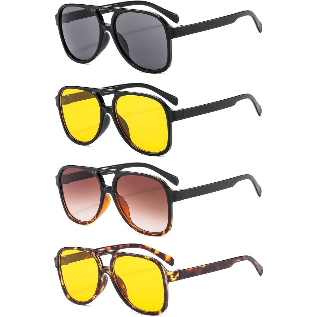 4 Miếng Vintage Aviator Kính Mát Dành Cho Nữ 70 Kính Vuông Retro Quá Khổ Aviator Hợp Thời Trang Sắc 