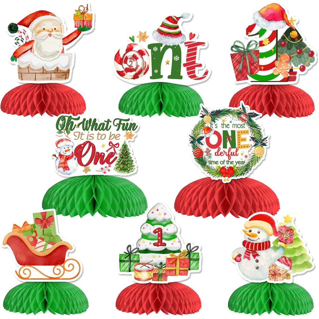 Đồ trang trí sinh nhật đầu tiên của Giáng sinh, 8 chiếc Trung tâm tổ ong Giáng sinh cho Oh What Fun 