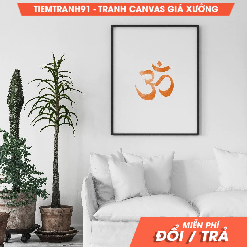 Tranh treo tường, Om, spiritual, burnt orange, mantra Ohm, meditation poster housewarming gift, yoga