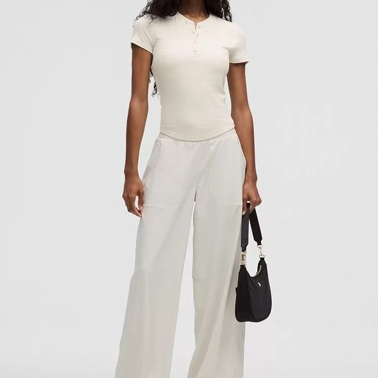 [lulu Hold Tight Henry Shirt] -Ldies Skinny Tailoring Áo sơ mi Henry tay ngắn
