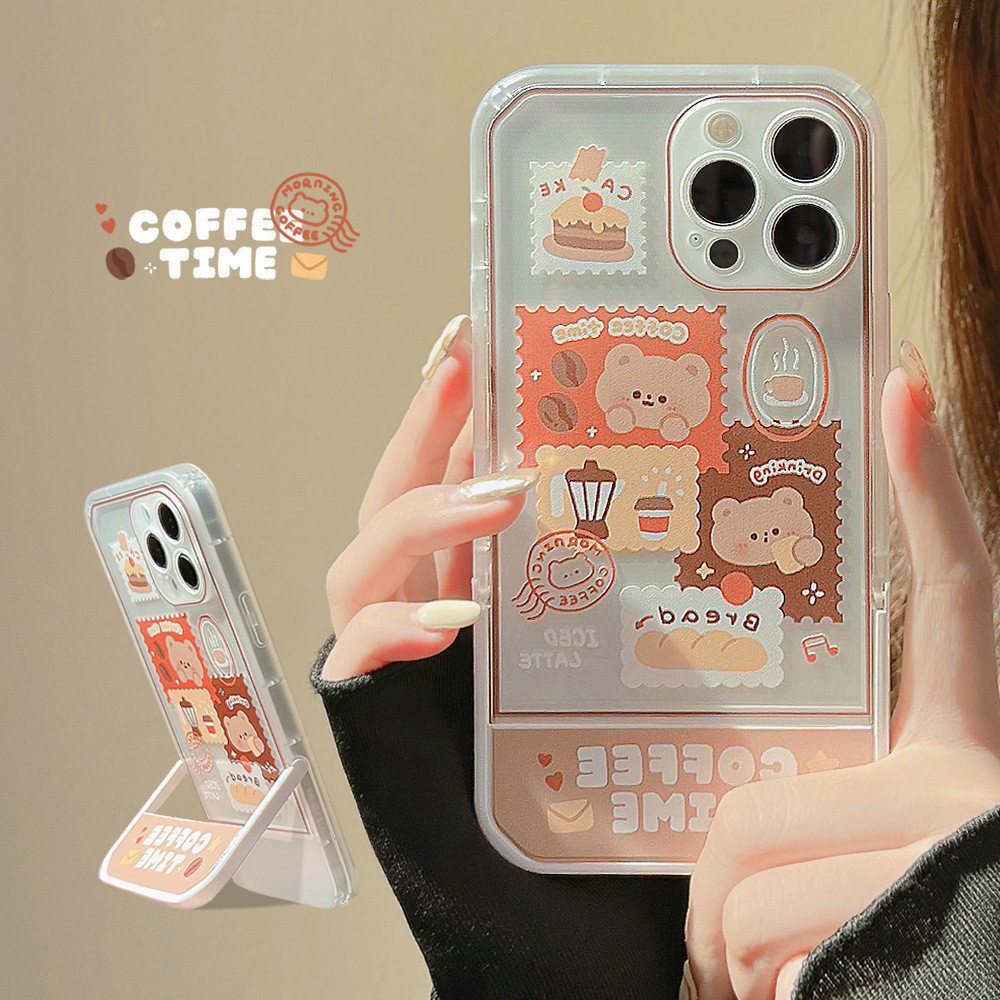 Chính Hãng Thích Hợp Cho iphone15pro max Apple 14 Ốp Lưng Điện Thoại 12 Trong Suốt 16 Giá Đỡ Gấp Xs1