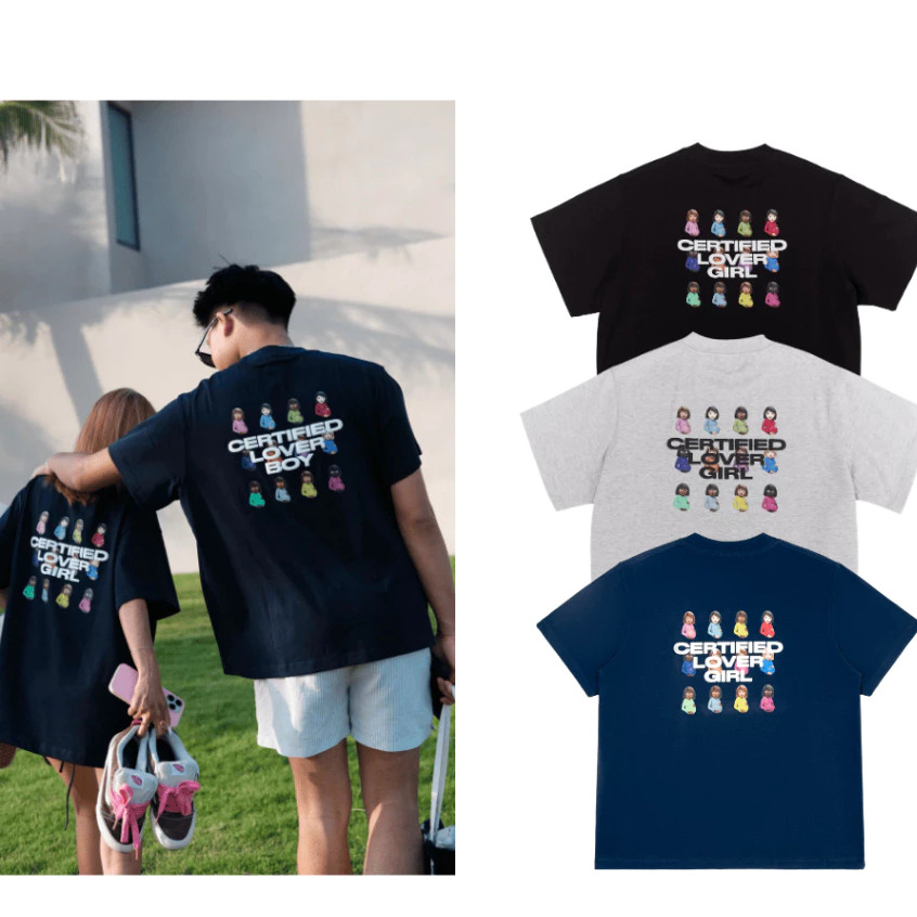 Áo Thun LOVER BOY Phối Hình In Unisex Nam Nữ Phong Cách Vải Cực Xịn