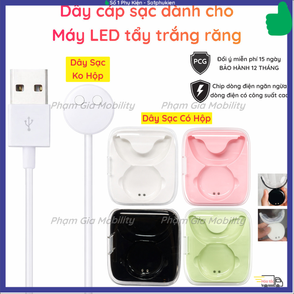 (BH 12T) Dây cáp sạc từ tính dành cho máy Led tẩy trắng răng tại nhà Smilee Extra, Extra Pro, Ultima