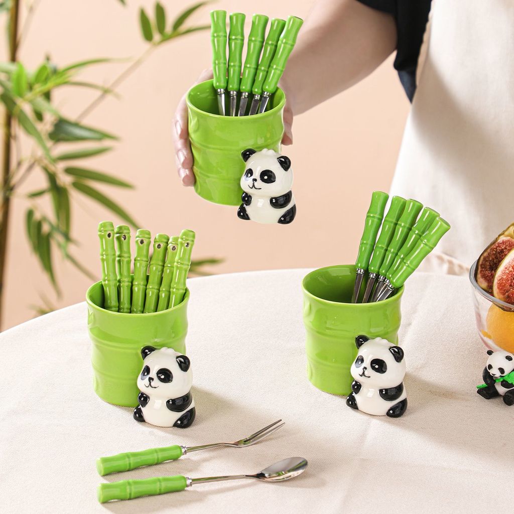 Panda Portable Can Fruit Island Dessert Table8ccremai#ins Stainless steel cutlery for dining table a