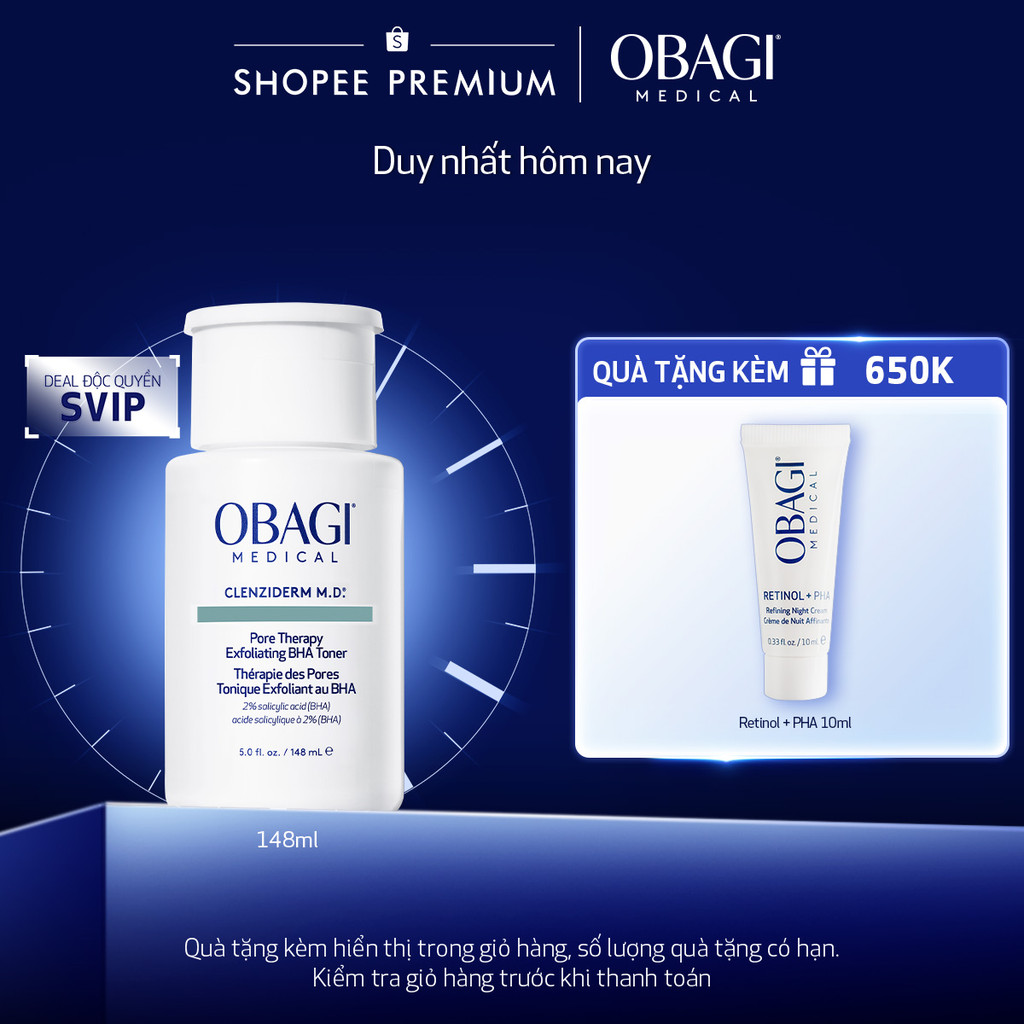 [Deal Độc Quyền SVIP][PHIÊN BẢN MỚI] Toner BHA giảm mụn Obagi Medical Clenziderm M.D. Pore Therapy E