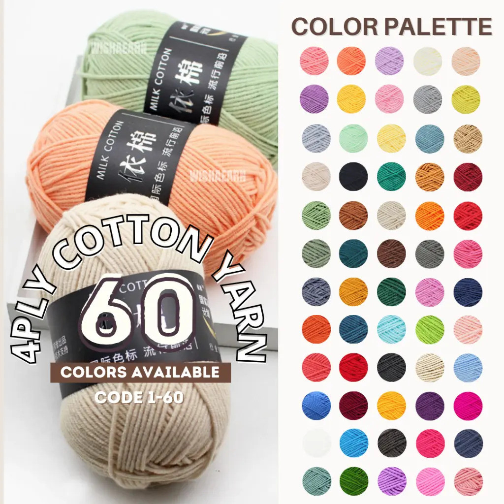 Hàng sẵn có 1-60 SỮA COTTON WOL 4ply 50g Sợi đan Sợi sữa 4ply Sợi dệt kim