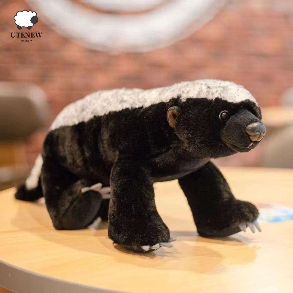 UTENEW Badger Đồ chơi mật ong, Động vật hoang dã Trang trí phòng Badger Mongoose Sang trọng, Đáng yê