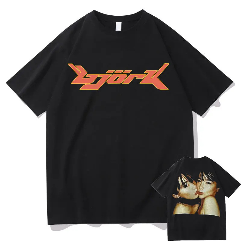 1990 Bjork Heavy Concert Áo thun cổ điển hai mặt in hình Hip Hop Thời trang thường ngày dành cho nam