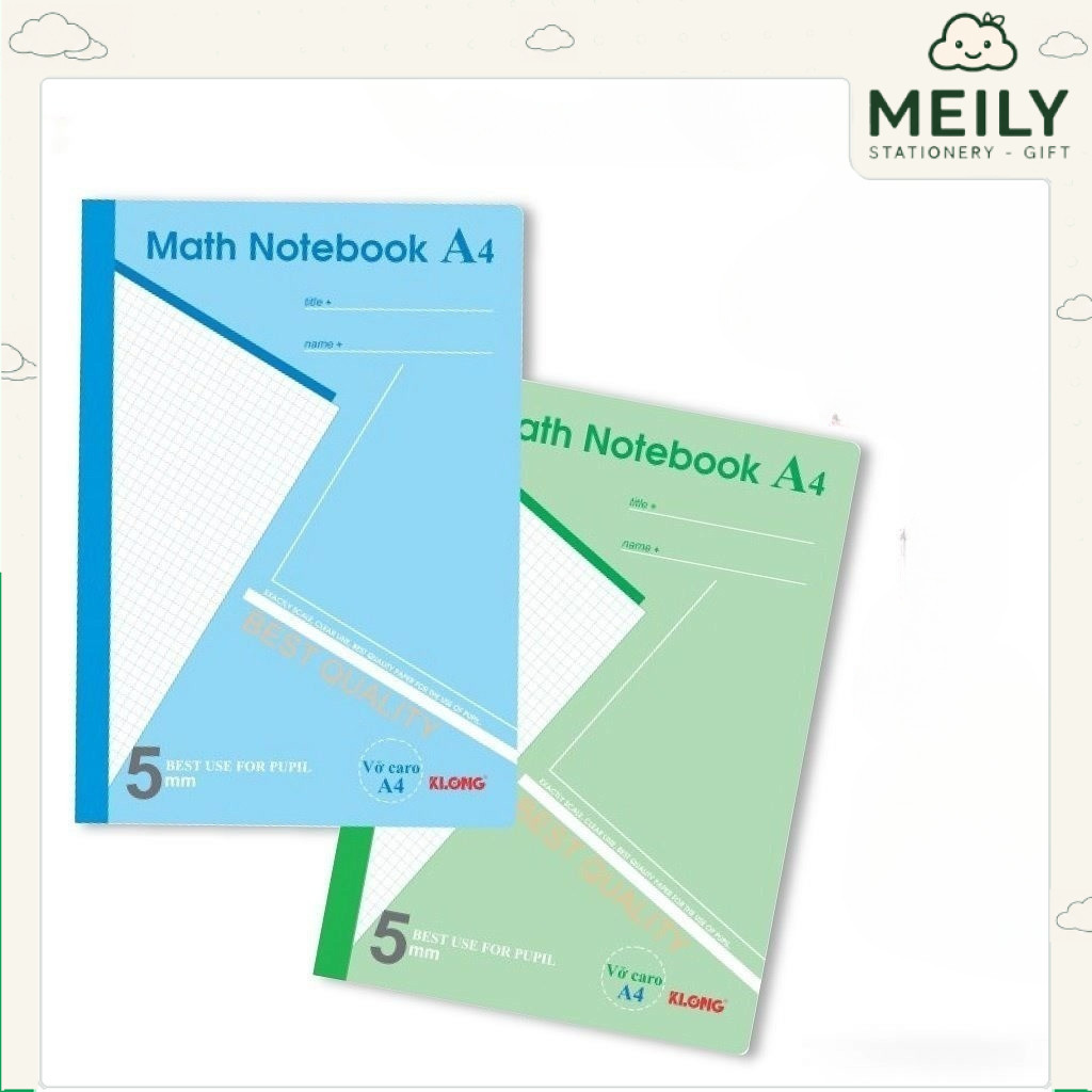 Vở Klong A4 Chọn Màu 200 trang caro Ms 298 Math Notebook MEILY, cuốn tập sổ Klong