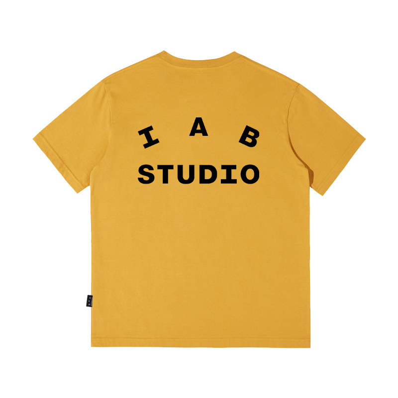 IAB STUDIO Thời Trang Hàn Quốc Đơn Giản In Chữ Unisex Cổ Tròn Tay Ngắn XS-3XL