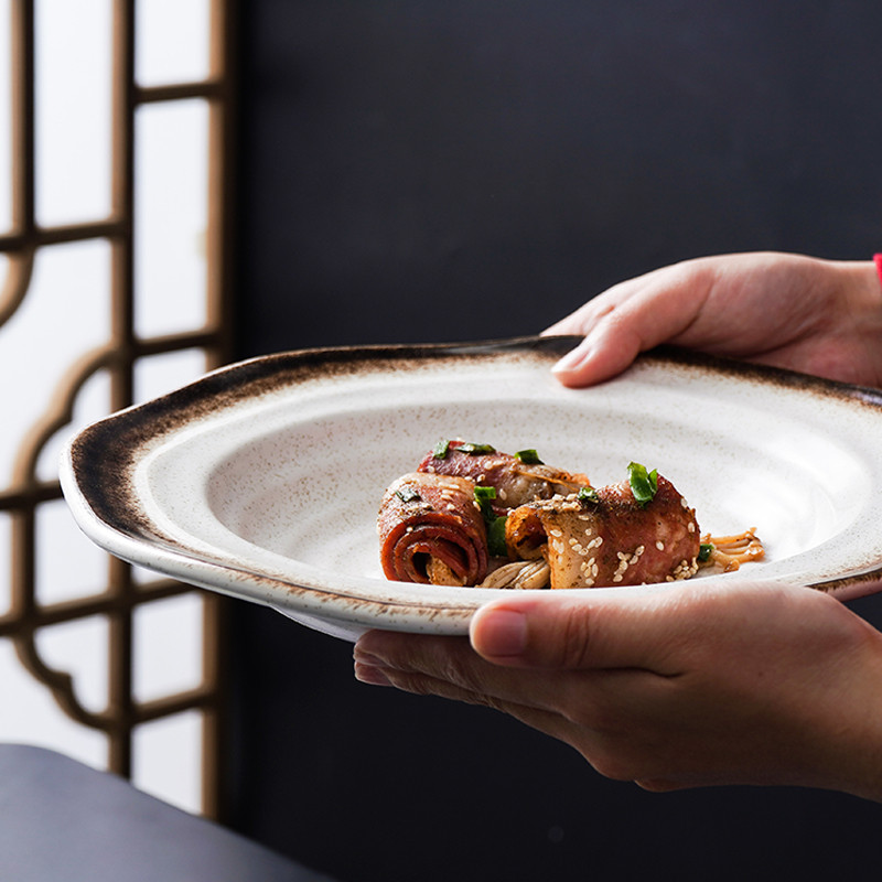 Nhật Bản Sáng Tạo Pasta Đĩa Súp Gốm Rơm Mũ Đĩa Pasta Đĩa Thực Phẩm Phương Tây Đĩa Sâu Hộ Gia Đình Đĩ