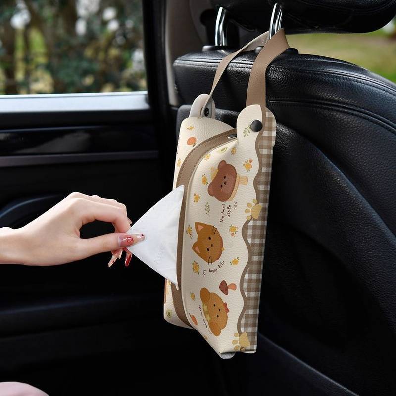 Leather Tissue Box Tissue Bag Hanging Car Tissue Box Car Tissue Cover Creative High Sense kHvl