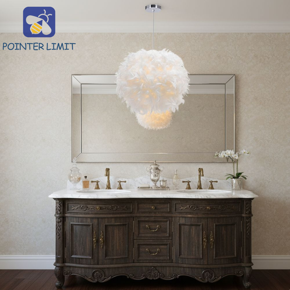POINTER LIMIT Feather Pendant Light, Fluffy Feather Design LED Lighting Fluffy Pendant Light, E27 Ho