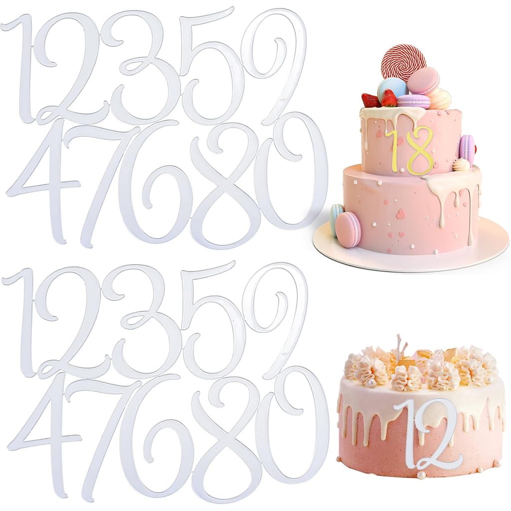 2 Bộ 0 ~ 9 Số Chúc Mừng Sinh Nhật Bánh Toppers, Bánh Acrylic Lớn Số Toppers, Acrylic Party Cupcake T