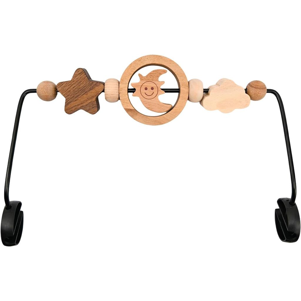 Thanh đồ chơi hoạt động bằng gỗ tự nhiên cho bé Bjorn Bouncer, 360° Đồ chơi treo mặt trăng cười xoay