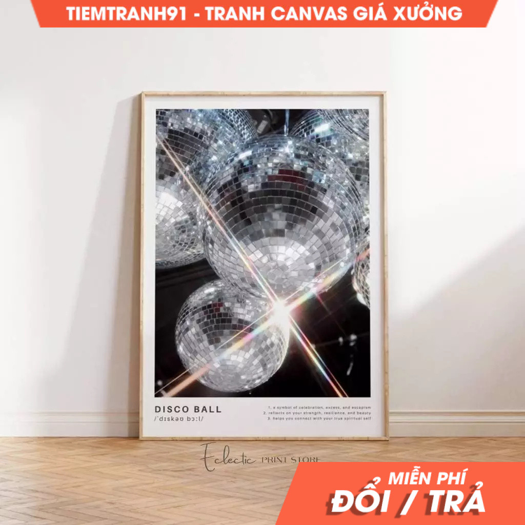 Tranh treo tường, Disco Ball Poster Shiny Mirrorball Wall Art Disco Ball Spiritual Meaning Print Tre