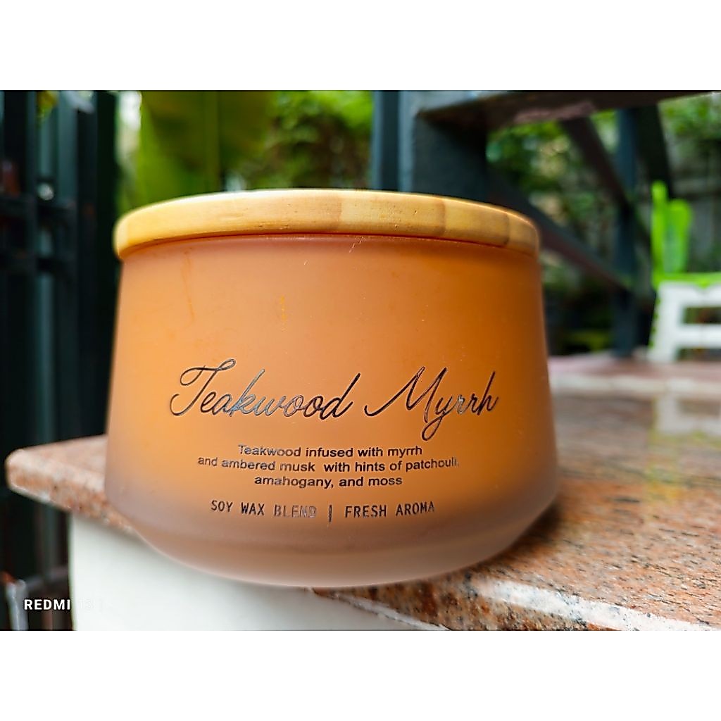 hũ nến thơm Teakwood Myrrh mùi hương gỗ, nhựa thơm, hoắc hương,.