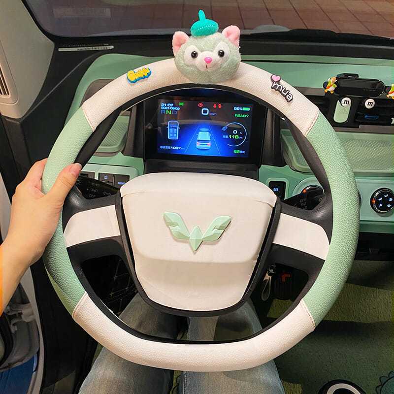 Wuling Hongguang MINI MINI Macaron bọc vô lăng Dễ thương MINIev Vỏ tay cầm Cinnamon Dog Mini Trang t