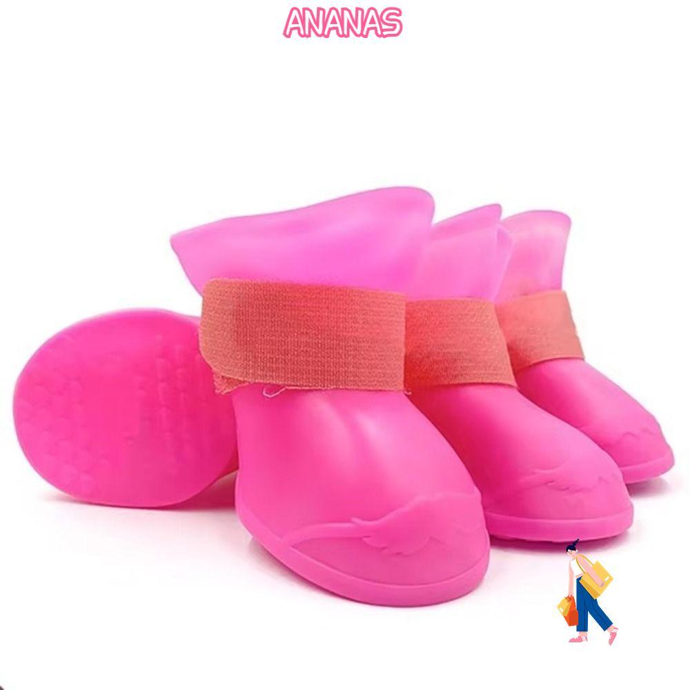 Giày đi mưa cho chó ANANAS, Giày đi mưa cho thú cưng bằng silicon mềm chống trượt, Giày bốt đến mắt 