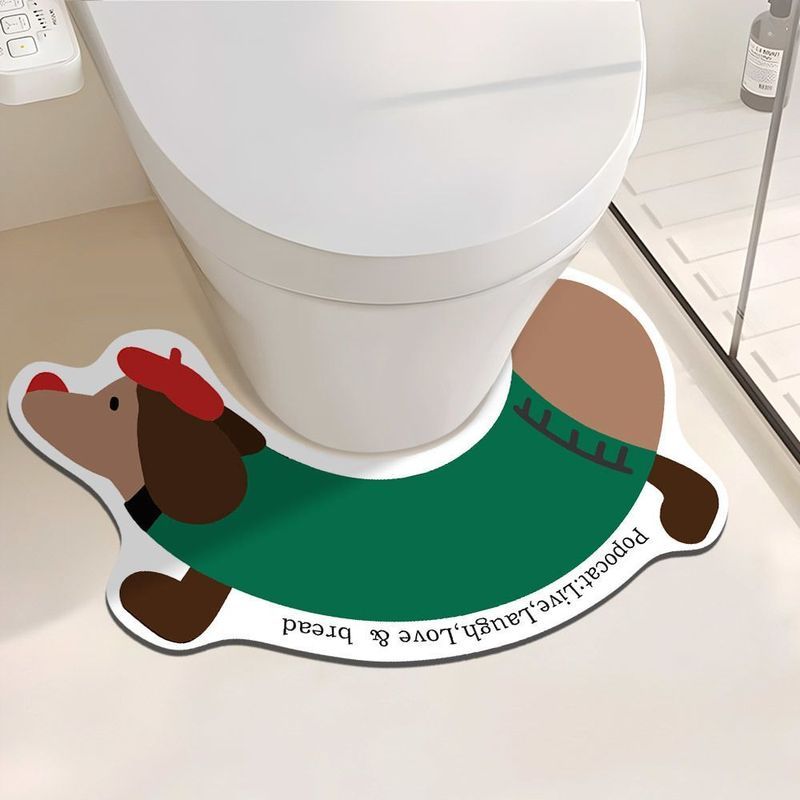 Dachshund toilet quick-drying, bathroom floor mat, diatom mud floor mat, splash-proof, anti-slip and