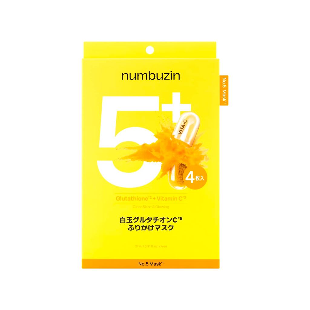 Numbuzin Sheet Mask #5, Glutathione C Sprinkle Mask, 4 Sheets, Face Pack, Face Mask, Korean Cosmetic