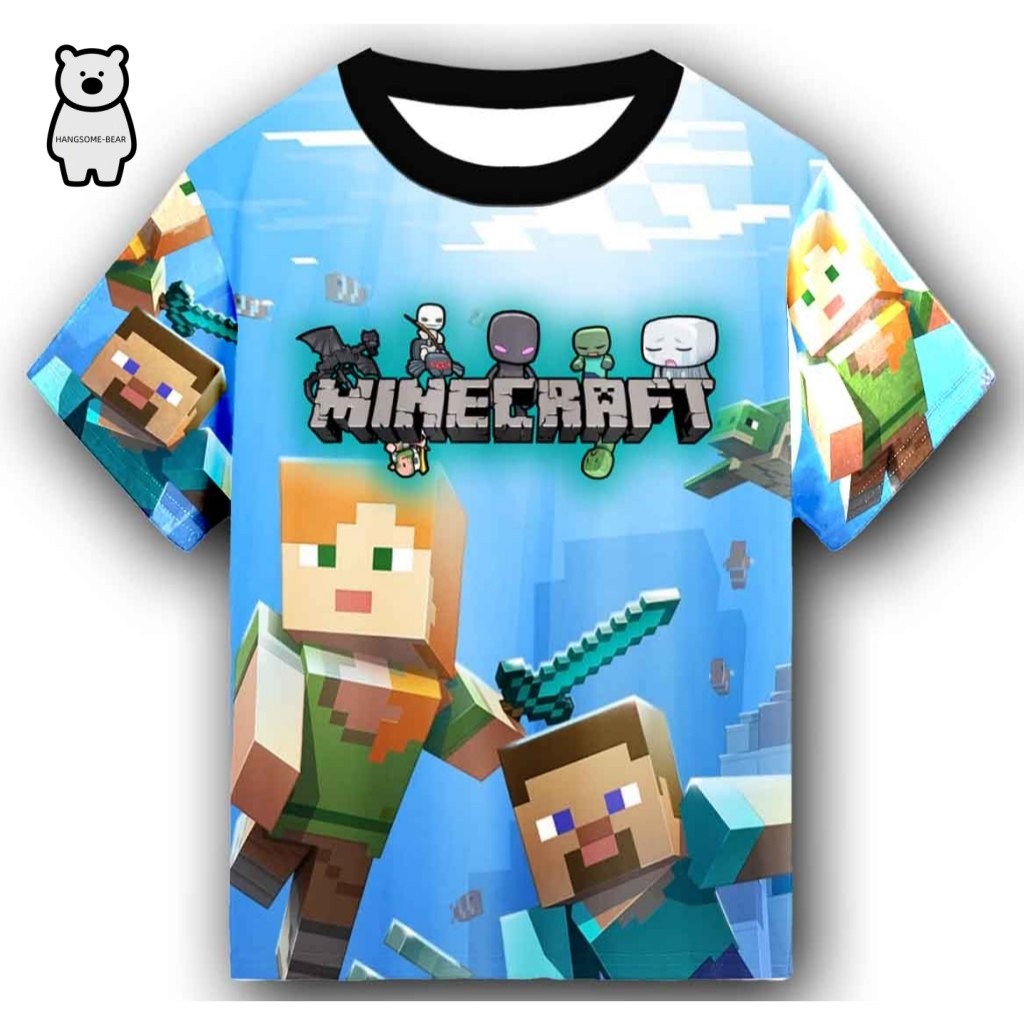 Áo thun trẻ em < Minecraft >, Áo thun in thăng hoa thời trang, Thích hợp cho bé trai và người lớn, đ