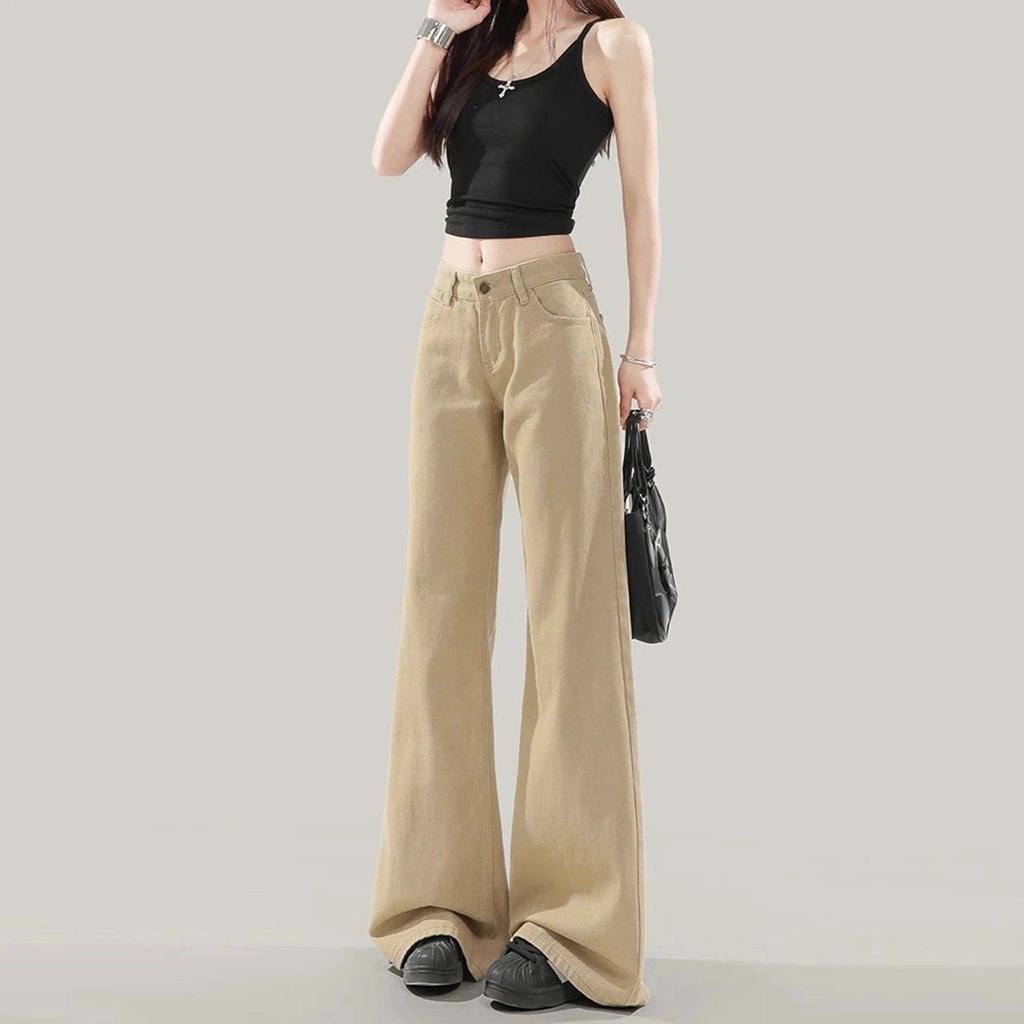 Y2K 🍎 🍎 ❈ ❈ ❈ ❈ ❈ ❈ ❥ ✷ ❈ ❈ ❈ ❈ ❈ ❈ ❈ ❈ ❈ ❈ ❈ ❈ Quần jean lưng thấp Y2K Kaki Retro Slim Fit Bootcut 