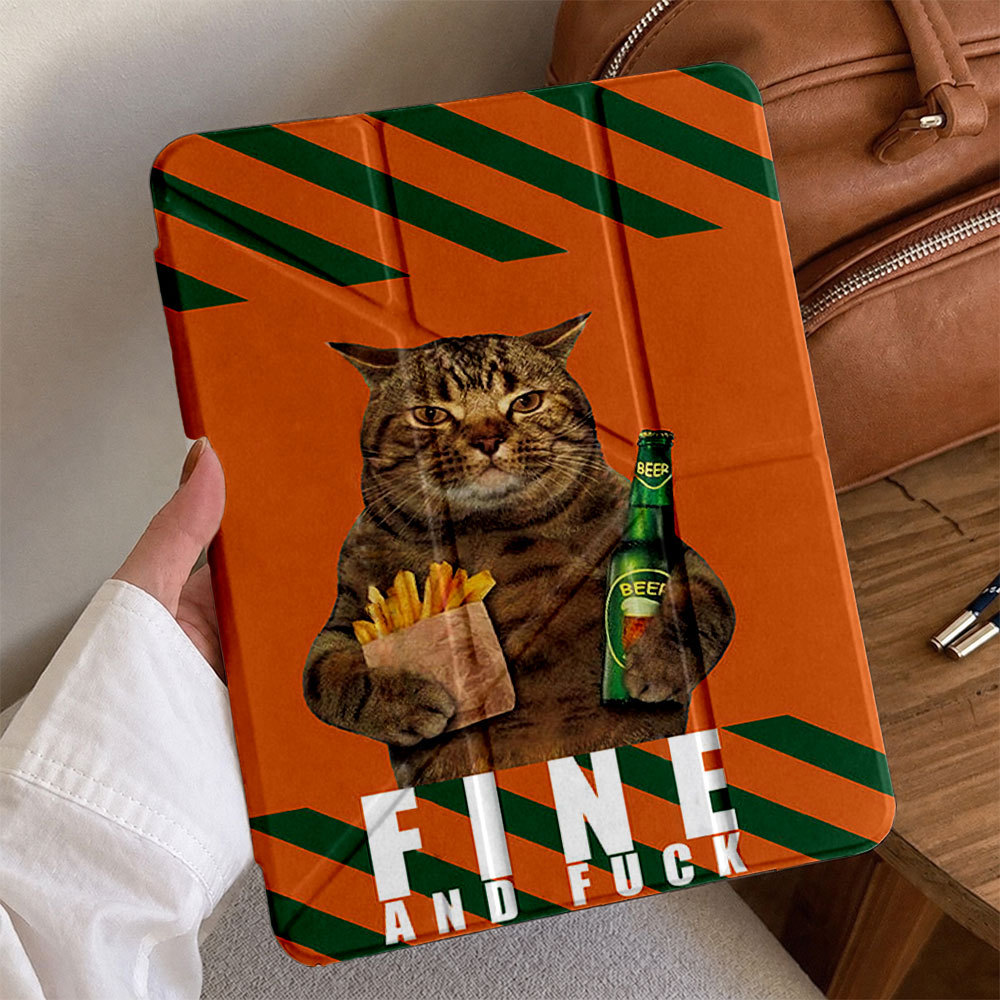 funny cat ốp lưng ipad chữ Y cho ipad air m3 M4 A16 Pro 11 13 M5 gen5 6 7 8 9 10.2 Chống sốc ipad a1