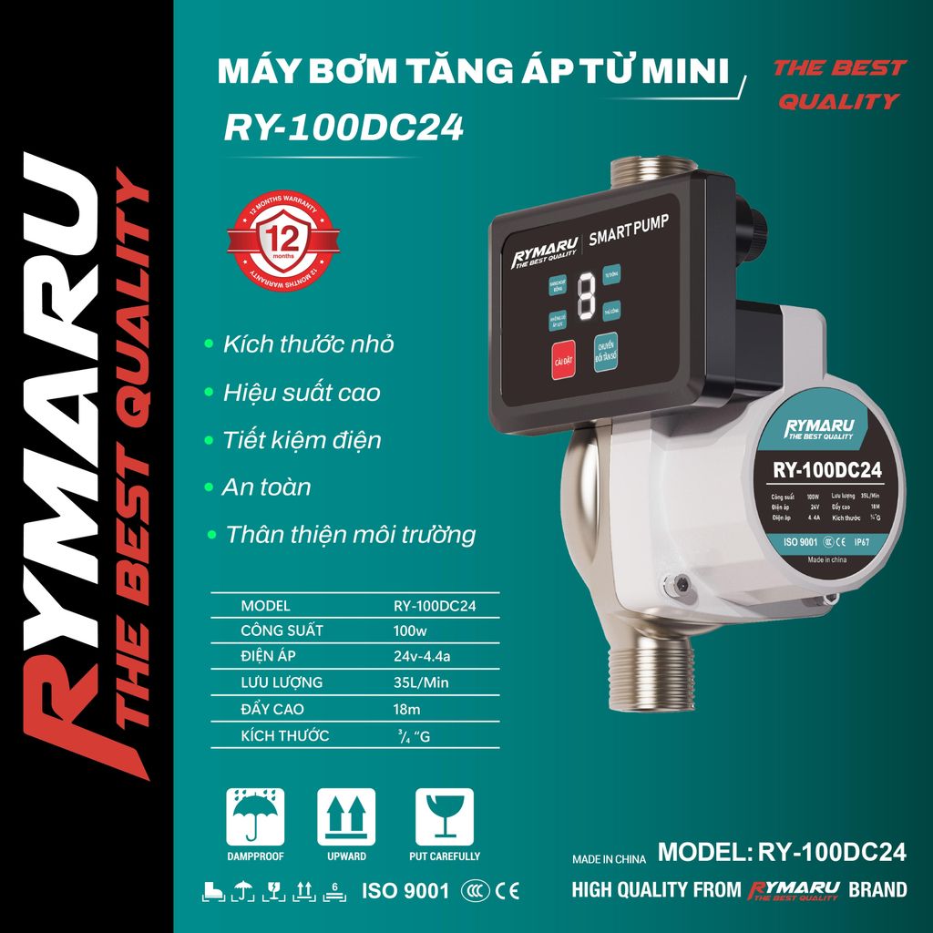 Máy bơm tăng áp RYMARU RY-100DC24 DÙNG CHO 1 THIẾT BỊ