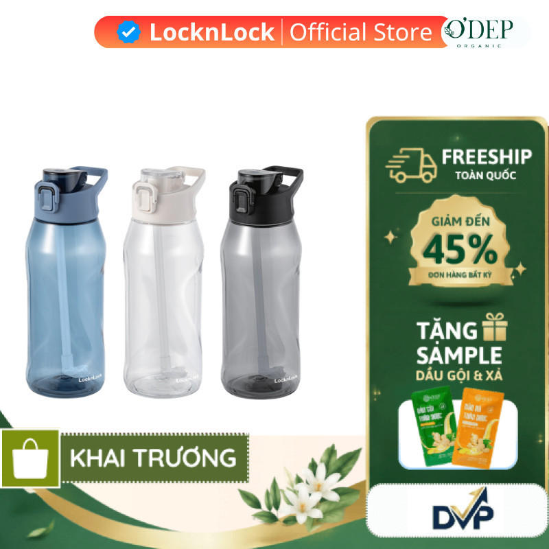Bình nước nhựa Tritan 1.05 Lít LocknLock , Kèm ống hút One-Touch Sports Bottlen ABF926, Nhiều Màu - 