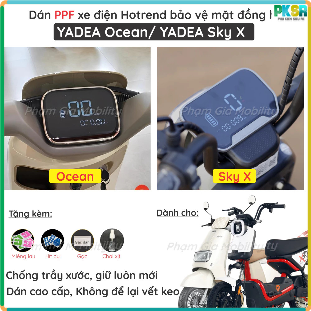 Dán PPF bảo vệ mặt đồng hồ xe máy điện YADEA OCEAN/ Sky X/ X-Bull XBull X Bull H PPF trong suốt cao 