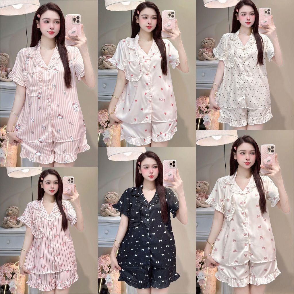 [MẪU HÈ] Bộ Đồ Ngủ Nữ JUSOKA Pijama Lụa Latin Viền Bèo Cao Cấp LT51 Siêu Xinh Dễ Thương Cho Nữ