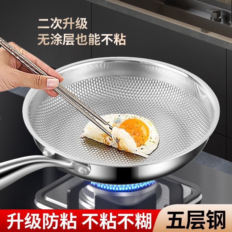 Đức 316 Thép Không Gỉ Chảo Phủ Chảo Chống Dính Chảo Chiên Hộ Gia Đình Cảm Ứng Nồi Gas Chảo Chiên Đa 