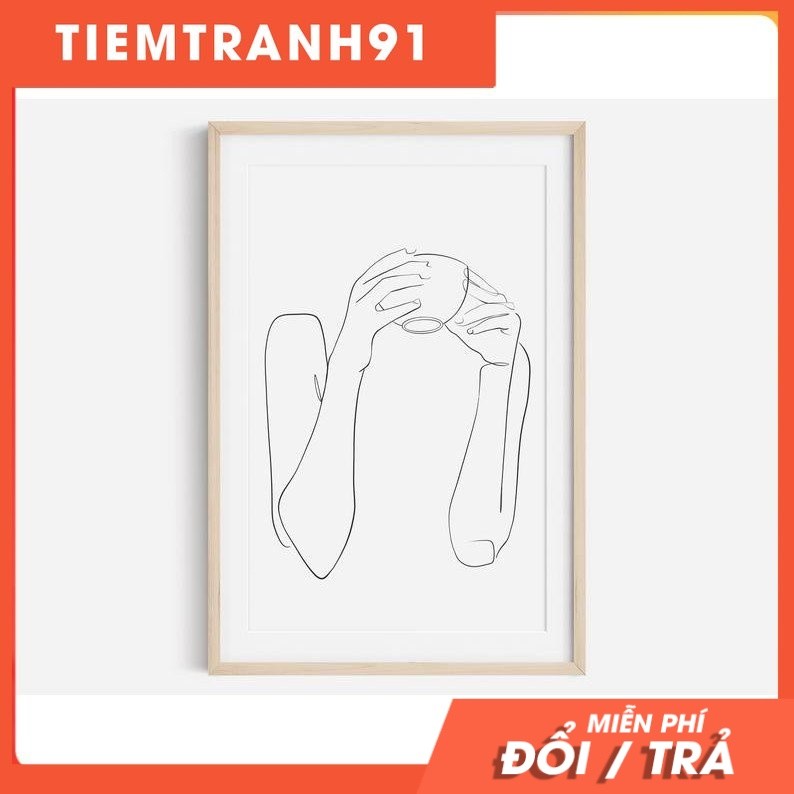 Tranh treo tường | Line art-line art print, Coffee print, female line art 69 , tranh canvas giá rẻ