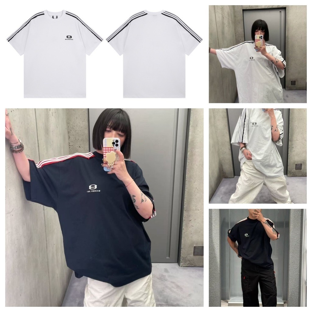 Q5LL BLC* New double-ring embroidery raglan sleeves with color-blocking stripes, classic embroidery 