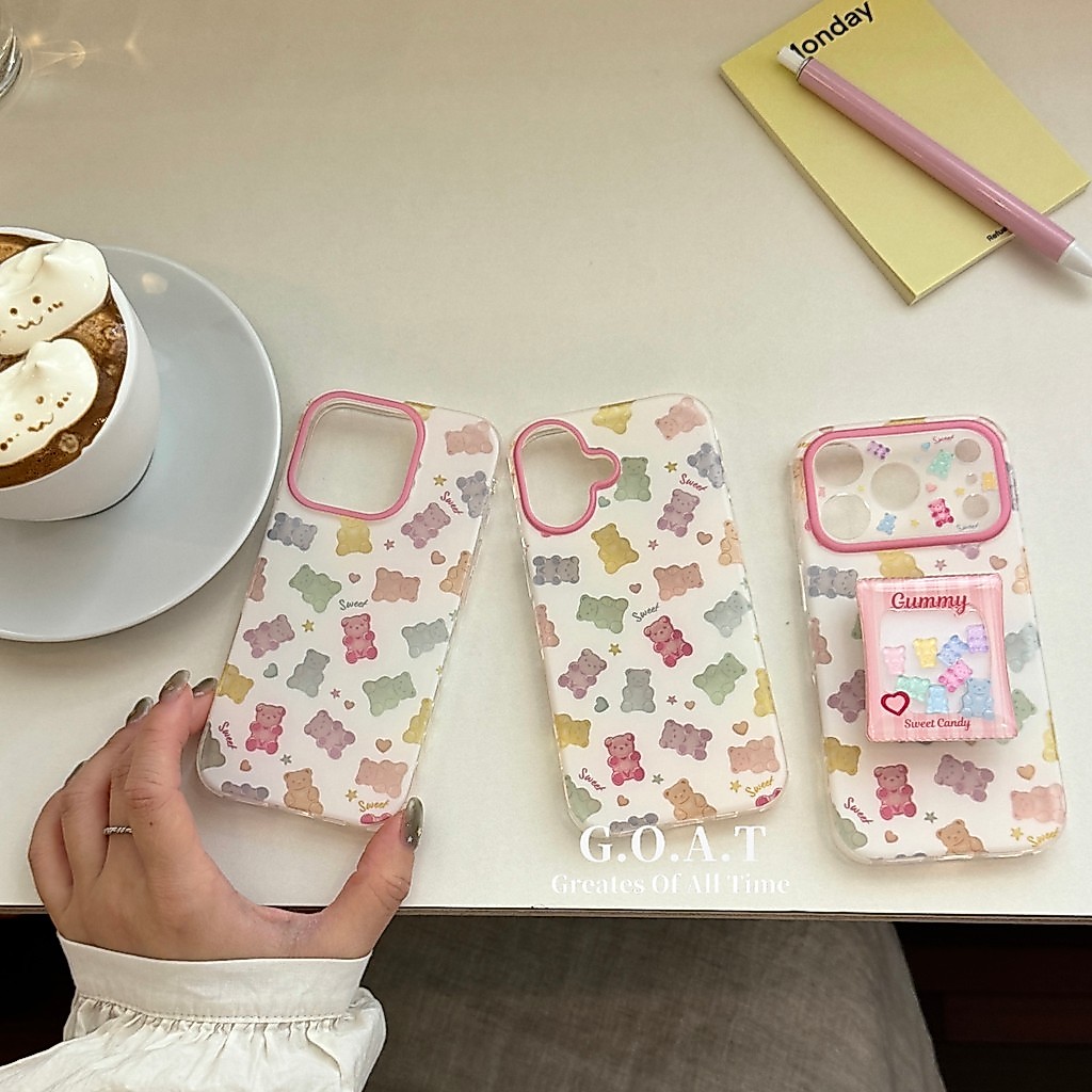 G.O.A.T Candy Bear + Shake Stand Case Tương thích cho iPhone 17 pro max iPhone 17 16 14 15 pro iPhon