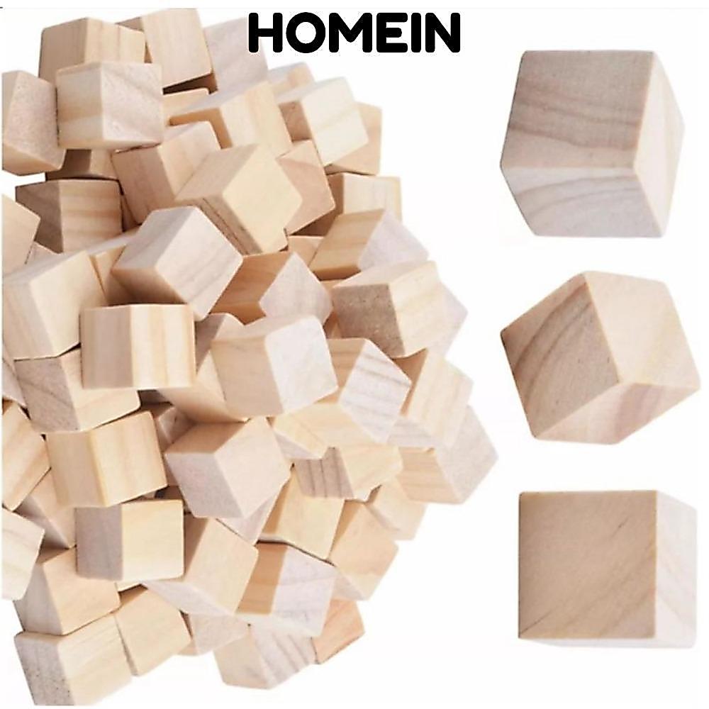 HOMEIN 100 Khối Gỗ, Khối Gỗ 2cm Vuông, Gỗ Chưa Hoàn Thành Màu Gỗ Mịn Bề Mặt Thủ Công Bằng Gỗ Trang T