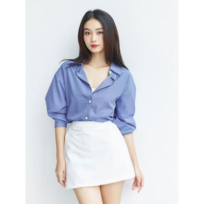 GILLEE Chân váy ngắn form dáng chứ A có túi trong chất liệu Cotton lạnh FVA028